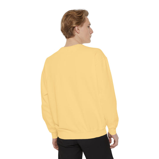 Neon Rain Reflection Sweatshirt: soft yellow crewneck pullover, relaxed fit