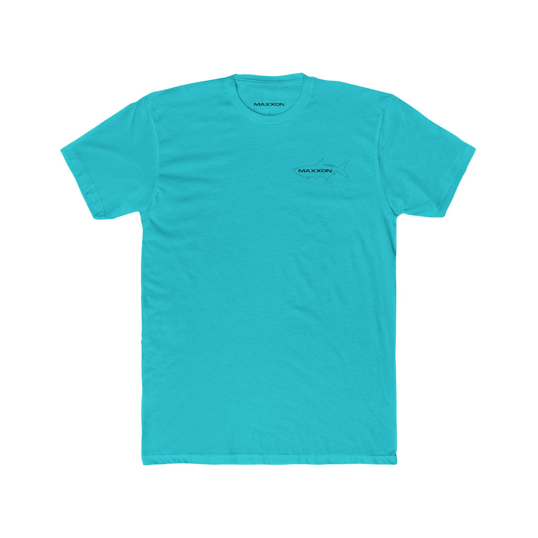 Teal Maxxon Fish Tee - Tarpon with black shark graphic on chest
