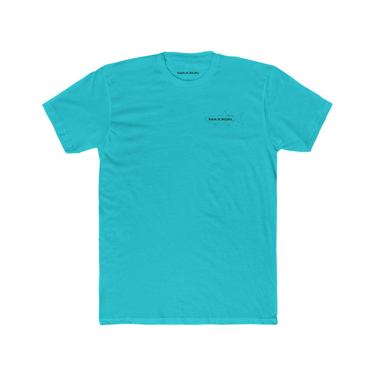 Teal Maxxon Fish Tee - Tarpon with black shark graphic on chest