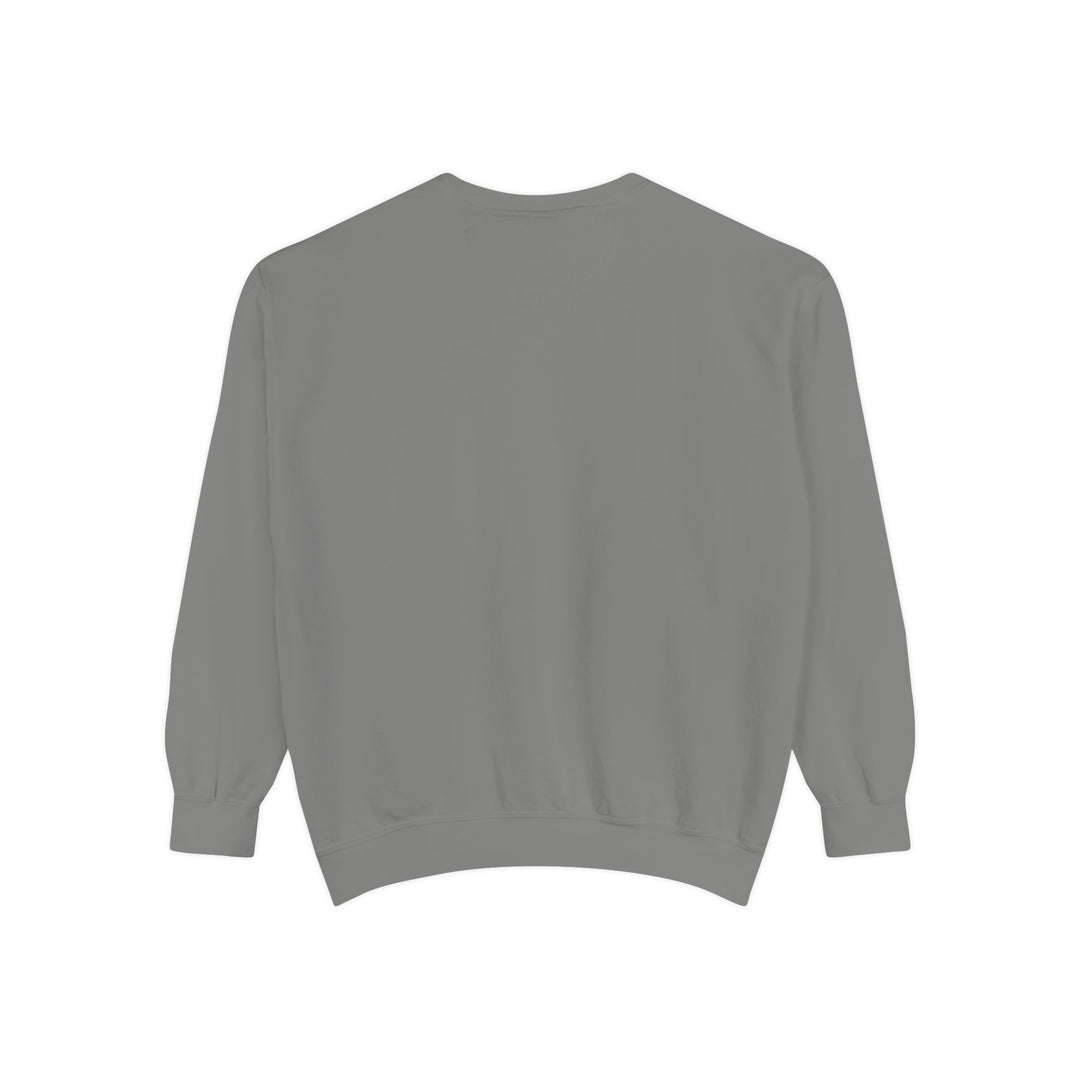 Neon Rain Reflection gray crewneck sweatshirt, city night pullover