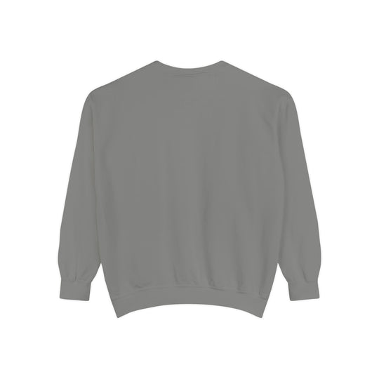 Neon Rain Reflection gray crewneck sweatshirt, city night pullover