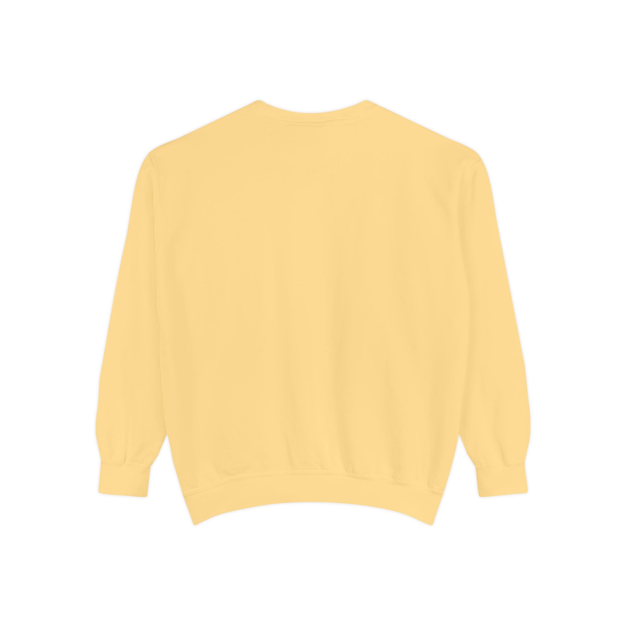 Neon Rain Reflection Sweatshirt: soft yellow crewneck pullover, relaxed fit