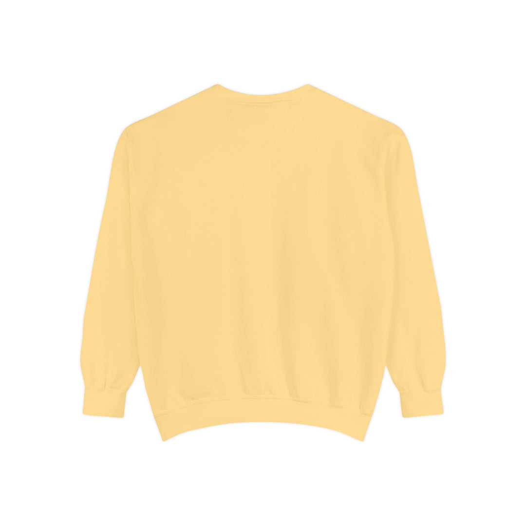 Neon Rain Reflection Sweatshirt: soft yellow crewneck pullover, relaxed fit