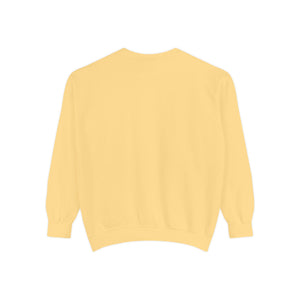 Neon Rain Reflection Sweatshirt: soft yellow crewneck pullover, relaxed fit