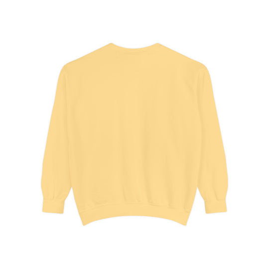 Neon Rain Reflection Sweatshirt: soft yellow crewneck pullover, relaxed fit