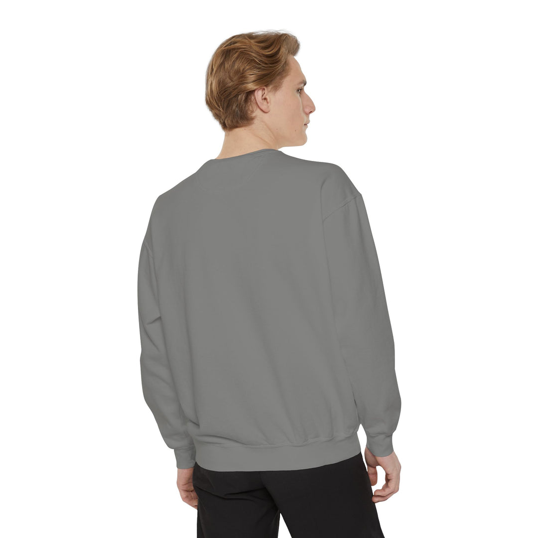 Gray Neon Rain Reflection crewneck sweatshirt with long sleeves and ribbed cuffs