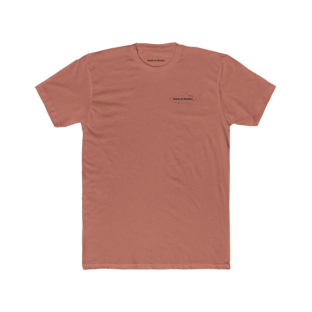 Fish Tee - Tarpon: terracotta t-shirt with black shark logo and maxxion embroidery