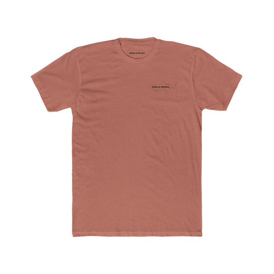 Fish Tee - Tarpon: terracotta t-shirt with black shark logo and maxxion embroidery