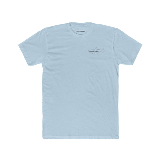 Light blue Fish Tee Tarpon short-sleeve t-shirt with shark graphic and maxxon branding