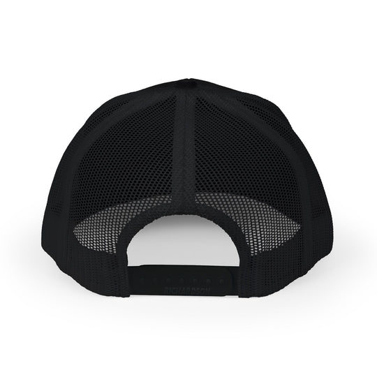 Catcher Craft black mesh trucker hat with solid back and adjustable strap