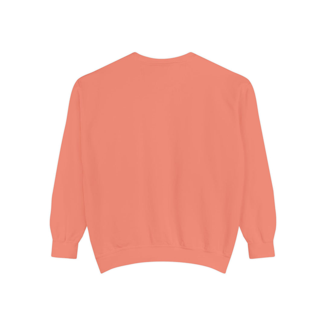 Neon Rain Reflection sweatshirt in soft coral with city night aesthetic