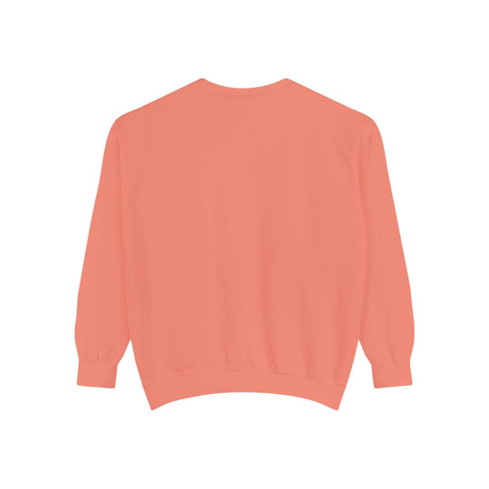 Neon Rain Reflection sweatshirt in soft coral with city night aesthetic