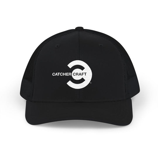 Black Catcher Craft trucker hat with white embroidered logo