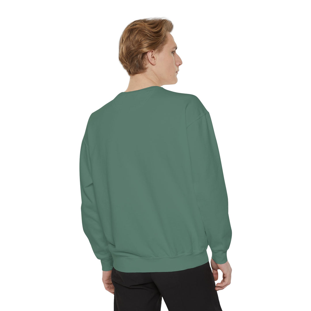 Neon Rain Reflection forest green crewneck sweatshirt, long sleeves, ribbed cuffs