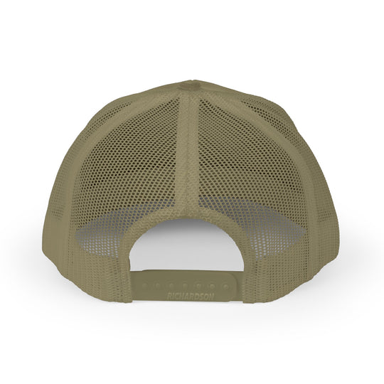 Olive green mesh Catcher Craft trucker hat with matching adjustable strap