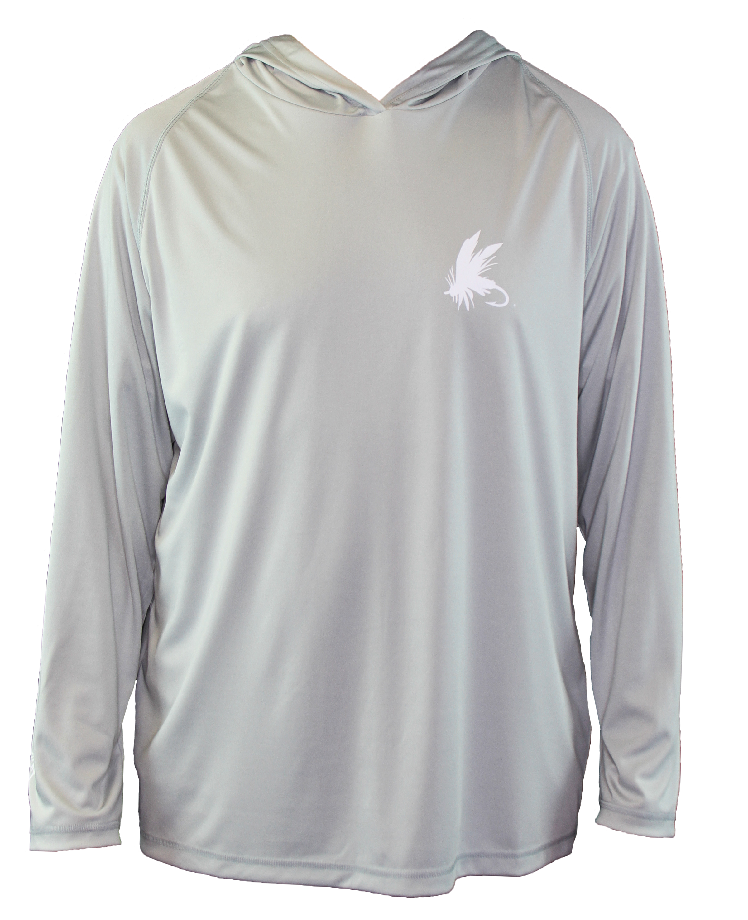 STEALTH Hooded Long Sleeve shirt with white fly fishing lure graphic
