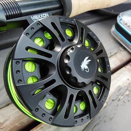 dark green fly reel Abel SDS Deep & Satin Platinum Reels superb quality and beautiful Bauer RX2 Fly Reel with
